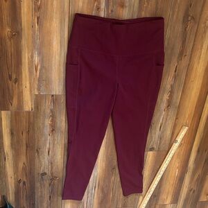 Baleaf Burgundy High-Waisted Leggings Women's XL